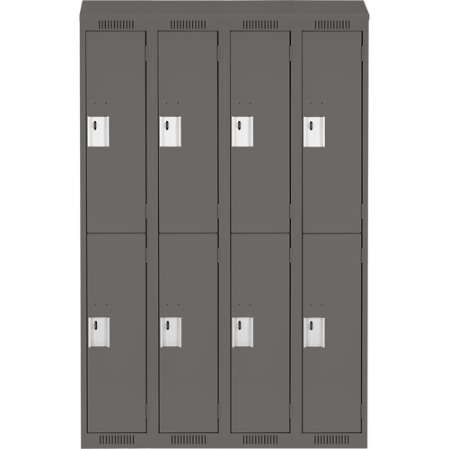 Casiers Clean Line, 2 niveaux, Bloc de 4, 48" x 18" x 78", Acier, Charbon, Rivet (assembl&eacute;) Nia-Chem Ltd.