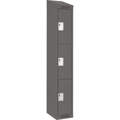 Clean Line Lockers, 3 -tier, 12" x 18" x 78", Steel, Charcoal, Rivet (Assembled) Nia-Chem Ltd.