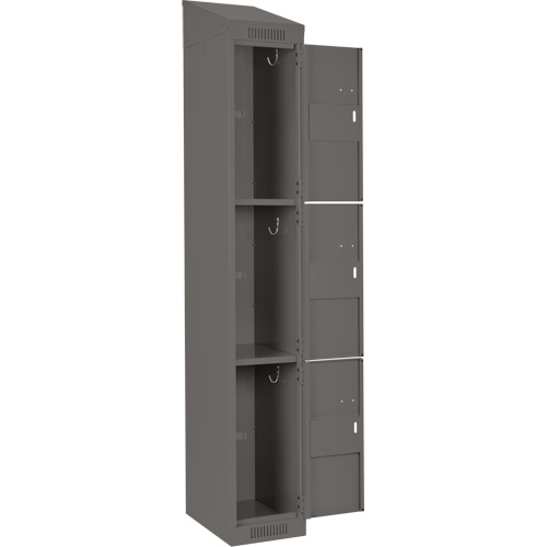 Clean Line Lockers, 3 -tier, Bank of 4, 48" x 18" x 78", Steel, Charcoal, Rivet (Assembled) Nia-Chem Ltd.