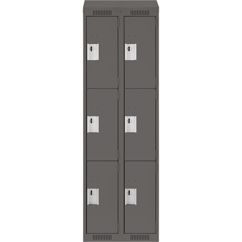 Clean Line Lockers, 3 -tier, Bank of 2, 24" x 18" x 78", Steel, Charcoal, Rivet (Assembled) Nia-Chem Ltd.