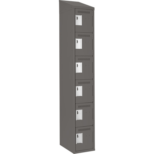 Clean Line Lockerette, 6 -tier, 12" x 18" x 78", Steel, Charcoal, Rivet (Assembled) Nia-Chem Ltd.