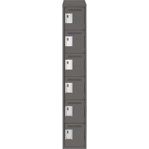 Clean Line Lockerette, 6 -tier, 12" x 18" x 78", Steel, Charcoal, Rivet (Assembled) Nia-Chem Ltd.