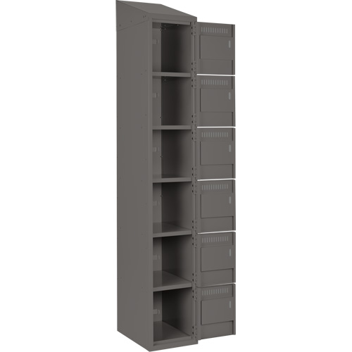 Clean Line Lockerette, 6 -tier, Bank of 3, 36" x 18" x 78", Steel, Charcoal, Rivet (Assembled) Nia-Chem Ltd.