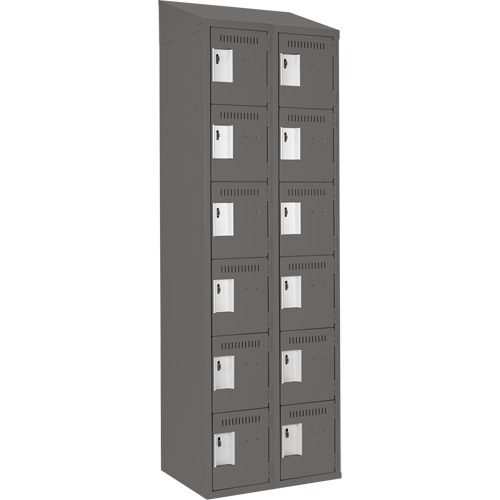 Clean Line Lockerette, 6 -tier, Bank of 2, 24" x 18" x 78", Steel, Charcoal, Rivet (Assembled) Nia-Chem Ltd.
