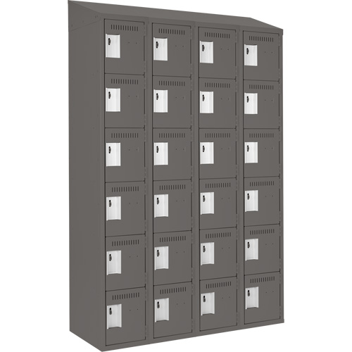 Clean Line Lockerette, 6 -tier, Bank of 4, 48" x 18" x 78", Steel, Charcoal, Rivet (Assembled) Nia-Chem Ltd.