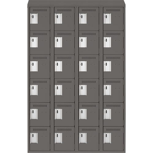 Clean Line Lockerette, 6 -tier, Bank of 4, 48" x 18" x 78", Steel, Charcoal, Rivet (Assembled) Nia-Chem Ltd.