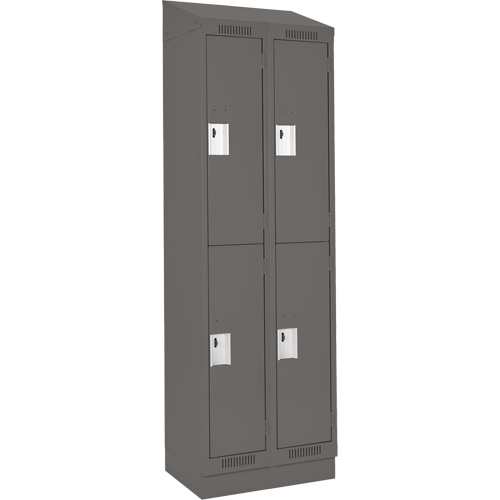 Clean Line Lockers, 2 -tier, Bank of 2, 24" x 18" x 82", Steel, Charcoal, Rivet (Assembled) Nia-Chem Ltd.