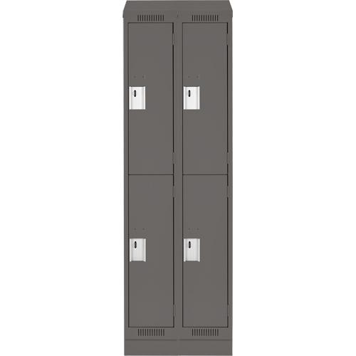 Clean Line Lockers, 2 -tier, Bank of 2, 24" x 18" x 82", Steel, Charcoal, Rivet (Assembled) Nia-Chem Ltd.