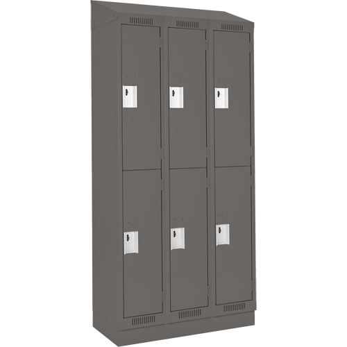 Clean Line Lockers, 2 -tier, Bank of 3, 36" x 18" x 82", Steel, Charcoal, Rivet (Assembled) Nia-Chem Ltd.