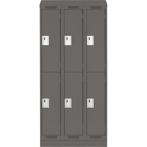 Clean Line Lockers, 2 -tier, Bank of 3, 36" x 18" x 82", Steel, Charcoal, Rivet (Assembled) Nia-Chem Ltd.