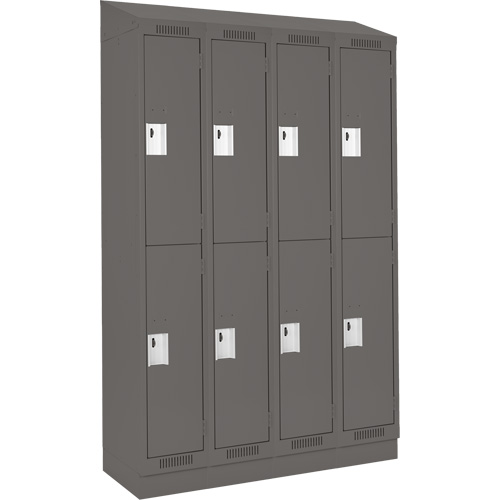 Clean Line Lockers, 2 -tier, Bank of 4, 48" x 18" x 82", Steel, Charcoal, Rivet (Assembled) Nia-Chem Ltd.