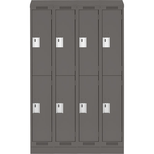 Clean Line Lockers, 2 -tier, Bank of 4, 48" x 18" x 82", Steel, Charcoal, Rivet (Assembled) Nia-Chem Ltd.