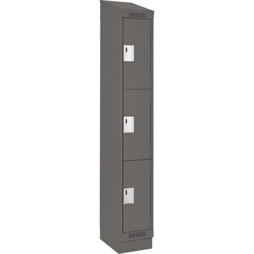 Clean Line Lockers, 3 -tier, 12" x 18" x 82", Steel, Charcoal, Rivet (Assembled) Nia-Chem Ltd.