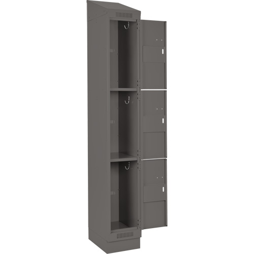 Clean Line Lockers, 3 -tier, Bank of 4, 48" x 18" x 82", Steel, Charcoal, Rivet (Assembled) Nia-Chem Ltd.
