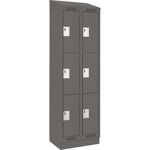 Clean Line Lockers, 3 -tier, Bank of 2, 24" x 18" x 82", Steel, Charcoal, Rivet (Assembled) Nia-Chem Ltd.