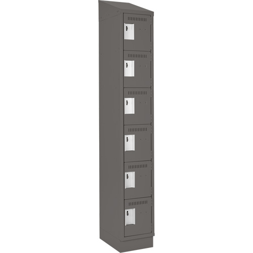 Clean Line Lockerette, 6 -tier, 12" x 18" x 82", Steel, Charcoal, Rivet (Assembled) Nia-Chem Ltd.