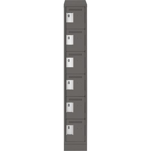 Clean Line Lockerette, 6 -tier, 12" x 18" x 82", Steel, Charcoal, Rivet (Assembled) Nia-Chem Ltd.