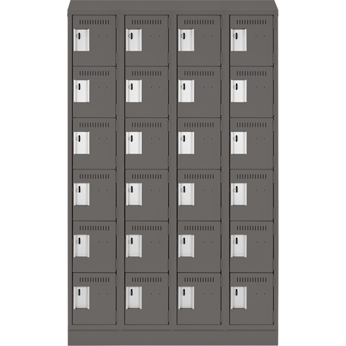 Clean Line Lockerette, 6 -tier, Bank of 4, 48" x 18" x 82", Steel, Charcoal, Rivet (Assembled) Nia-Chem Ltd.