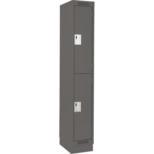 Clean Line Lockers, 2 -tier, 12" x 18" x 76", Steel, Charcoal, Rivet (Assembled) Nia-Chem Ltd.