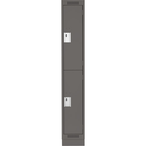 Clean Line Lockers, 2 -tier, 12" x 18" x 76", Steel, Charcoal, Rivet (Assembled) Nia-Chem Ltd.