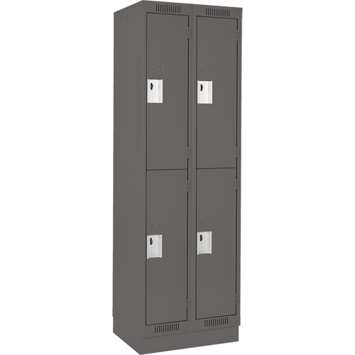 Clean Line Lockers, 2 -tier, Bank of 2, 24" x 18" x 76", Steel, Charcoal, Rivet (Assembled) Nia-Chem Ltd.
