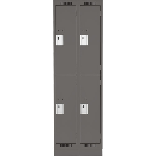 Clean Line Lockers, 2 -tier, Bank of 2, 24" x 18" x 76", Steel, Charcoal, Rivet (Assembled) Nia-Chem Ltd.