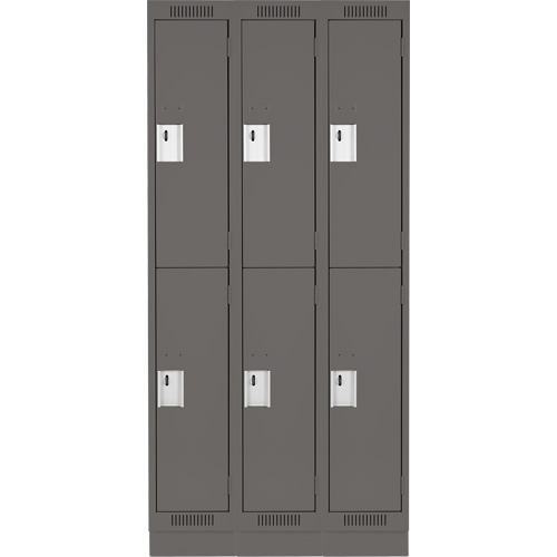 Clean Line Lockers, 2 -tier, Bank of 3, 36" x 18" x 76", Steel, Charcoal, Rivet (Assembled) Nia-Chem Ltd.