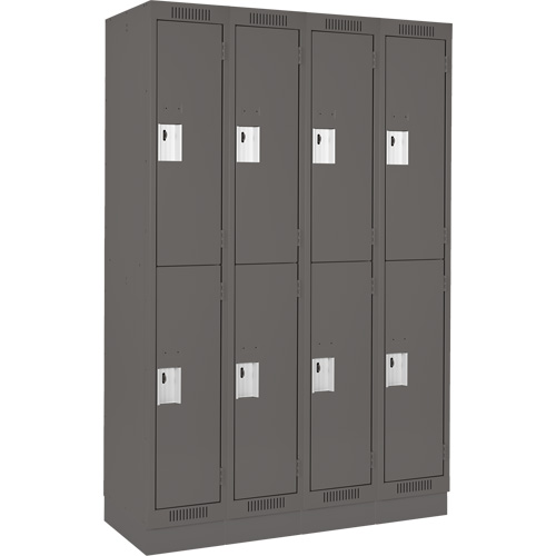 Clean Line Lockers, 2 -tier, Bank of 4, 48" x 18" x 76", Steel, Charcoal, Rivet (Assembled) Nia-Chem Ltd.