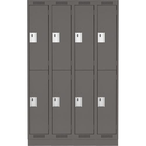 Clean Line Lockers, 2 -tier, Bank of 4, 48" x 18" x 76", Steel, Charcoal, Rivet (Assembled) Nia-Chem Ltd.