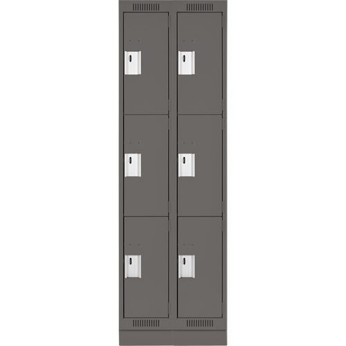Clean Line Lockers, 3 -tier, Bank of 2, 24" x 18" x 76", Steel, Charcoal, Rivet (Assembled) Nia-Chem Ltd.
