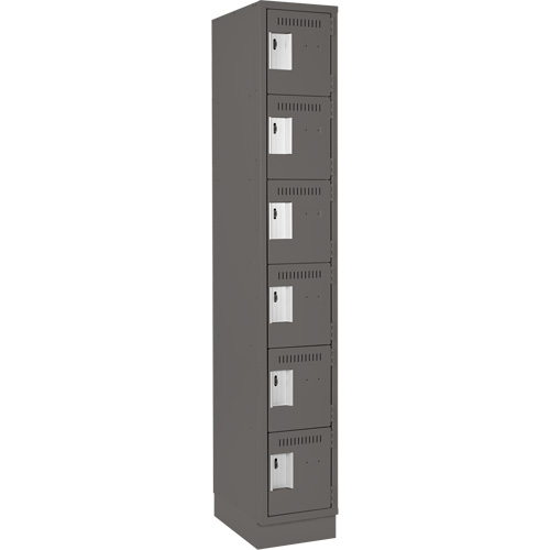 Clean Line Lockerette, 6 -tier, 12" x 18" x 76", Steel, Charcoal, Rivet (Assembled) Nia-Chem Ltd.