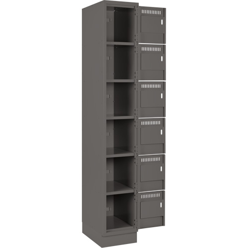 Clean Line Lockerette, 6 -tier, Bank of 4, 48" x 18" x 76", Steel, Charcoal, Rivet (Assembled) Nia-Chem Ltd.