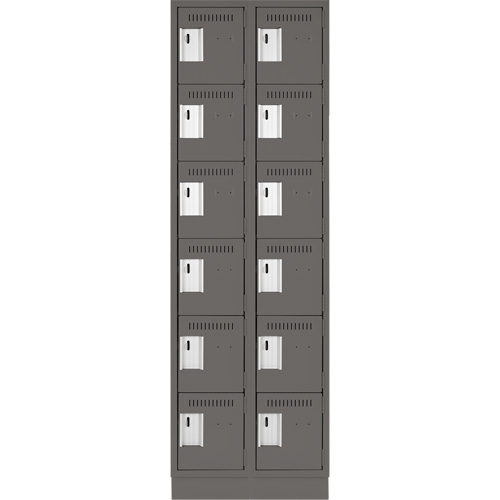 Clean Line Lockerette, 6 -tier, Bank of 2, 24" x 18" x 76", Steel, Charcoal, Rivet (Assembled) Nia-Chem Ltd.