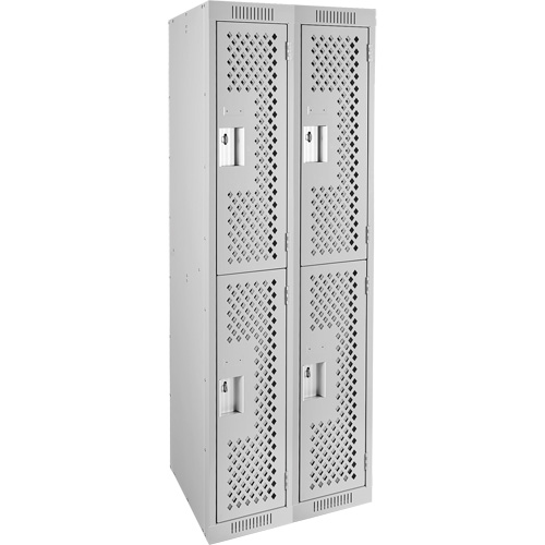 Clean Line Lockers, 2 -tier, Bank of 2, 24" x 12" x 72", Steel, Grey, Rivet (Assembled), Perforated Nia-Chem Ltd.