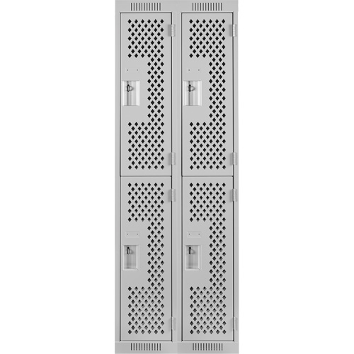 Clean Line Lockers, 2 -tier, Bank of 2, 24" x 12" x 72", Steel, Grey, Rivet (Assembled), Perforated Nia-Chem Ltd.