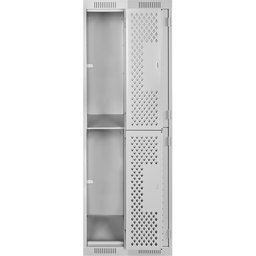 Clean Line Lockers, 2 -tier, Bank of 2, 24" x 12" x 72", Steel, Grey, Rivet (Assembled), Perforated Nia-Chem Ltd.