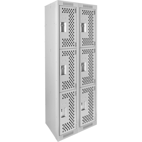 Casiers Clean Line, 3 niveaux, Bloc de 2, 24" x 12" x 72", Acier, Gris, Rivet (assembl&eacute;), Perfor&eacute; Nia-Chem Ltd.