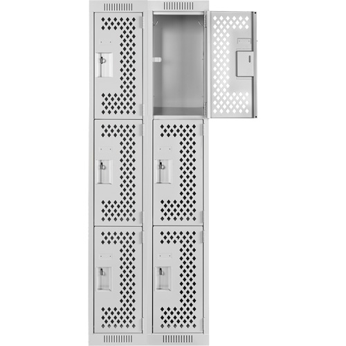Casiers Clean Line, 3 niveaux, Bloc de 2, 24" x 12" x 72", Acier, Gris, Rivet (assembl&eacute;), Perfor&eacute; Nia-Chem Ltd.