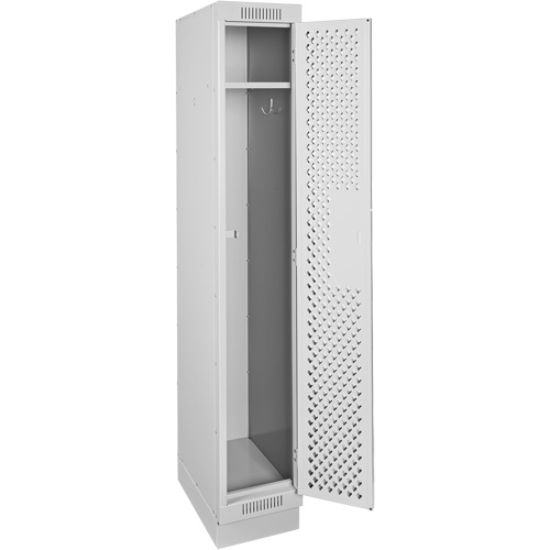 Clean Line Lockers, 12" x 15" x 76", Steel, Grey, Rivet (Assembled), Perforated Nia-Chem Ltd.