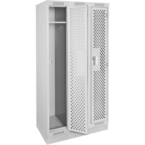 Clean Line Lockers, Bank of 3, 36" x 15" x 76", Steel, Grey, Rivet (Assembled), Perforated Nia-Chem Ltd.
