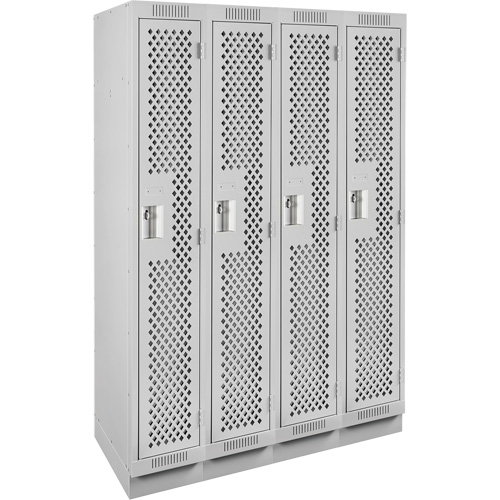 Clean Line Lockers, Bank of 4, 48" x 15" x 76", Steel, Grey, Rivet (Assembled), Perforated Nia-Chem Ltd.