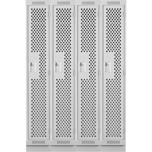 Clean Line Lockers, Bank of 4, 48" x 15" x 76", Steel, Grey, Rivet (Assembled), Perforated Nia-Chem Ltd.