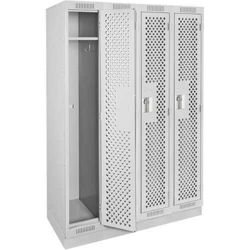 Clean Line Lockers, Bank of 4, 48" x 15" x 76", Steel, Grey, Rivet (Assembled), Perforated Nia-Chem Ltd.
