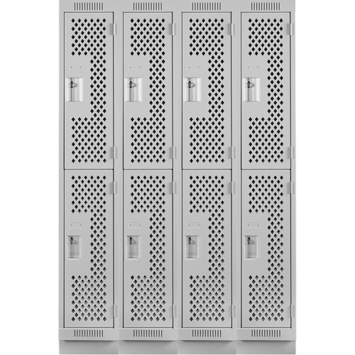 Clean Line Lockers, 2 -tier, Bank of 4, 48" x 15" x 76", Steel, Grey, Rivet (Assembled), Perforated Nia-Chem Ltd.