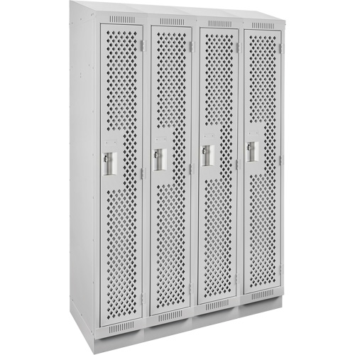 Clean Line Lockers, Bank of 4, 48" x 15" x 82", Steel, Grey, Rivet (Assembled), Perforated Nia-Chem Ltd.