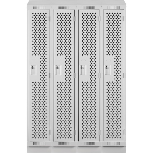 Clean Line Lockers, Bank of 4, 48" x 15" x 82", Steel, Grey, Rivet (Assembled), Perforated Nia-Chem Ltd.