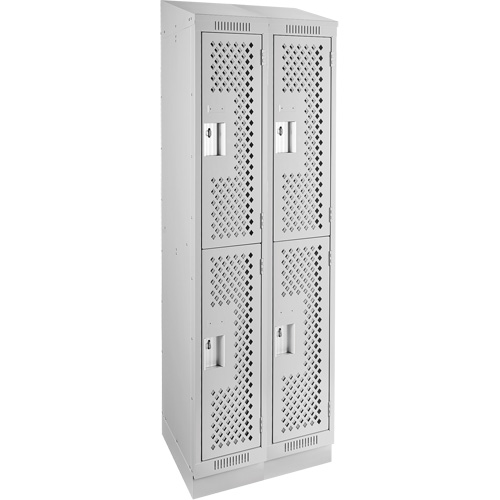 Casiers Clean Line, 2 niveaux, Bloc de 2, 24" x 18" x 82", Acier, Gris, Rivet (assembl&eacute;), Perfor&eacute; Nia-Chem Ltd.