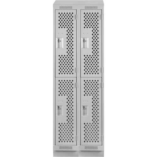Casiers Clean Line, 2 niveaux, Bloc de 2, 24" x 18" x 82", Acier, Gris, Rivet (assembl&eacute;), Perfor&eacute; Nia-Chem Ltd.