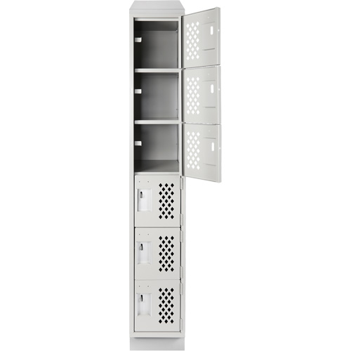 Assembled Lockerettes Clean Line Perforated Economy Lockers, 6 -tier, 18" x 72" x 12", Steel Nia-Chem Ltd.