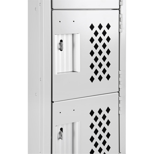 Assembled Clean Line Perforated Economy Lockers, 6 -tier, Bank of 4, 18" x 72" x 12", Steel Nia-Chem Ltd.